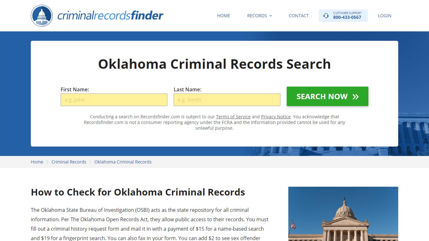 Check Oklahoma Criminal Records Online - RecordsFinder